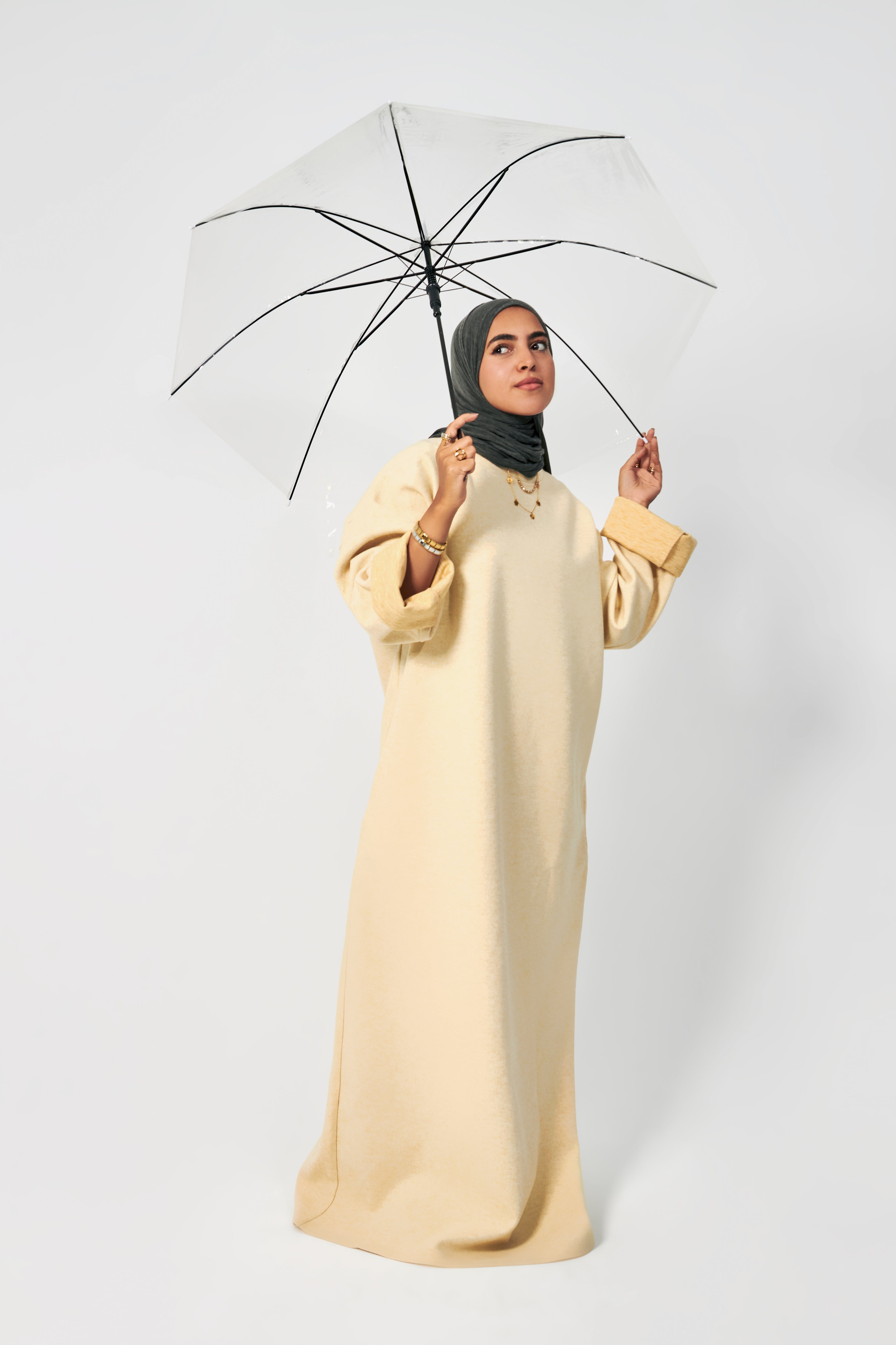 Wool oversized dress in Butter yellow