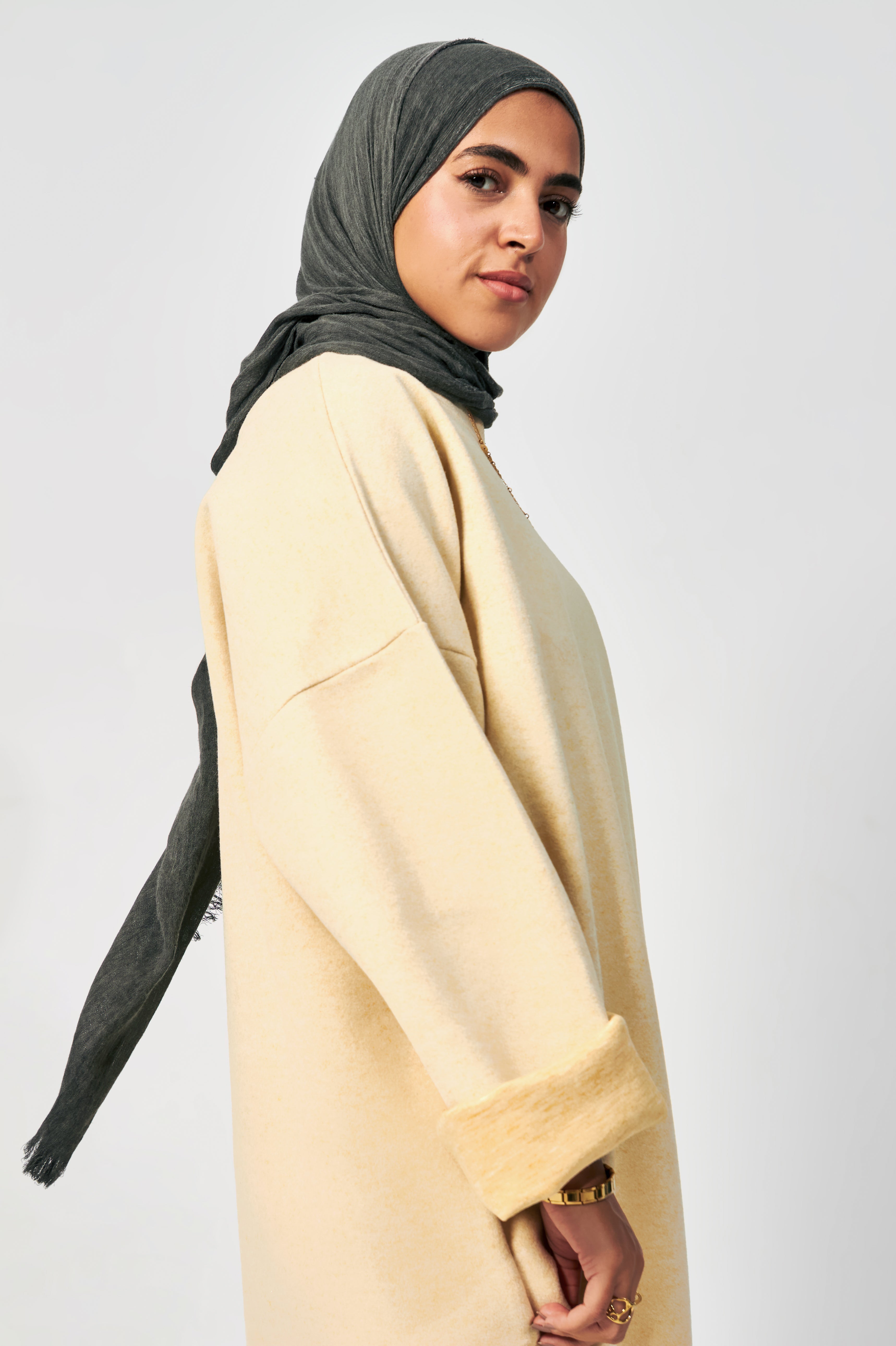 Wool oversized dress in Butter yellow