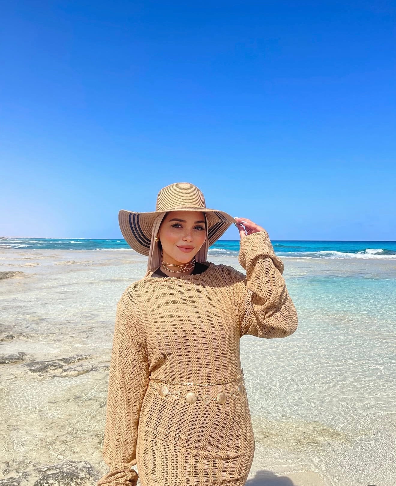 Summer beach dress in beige