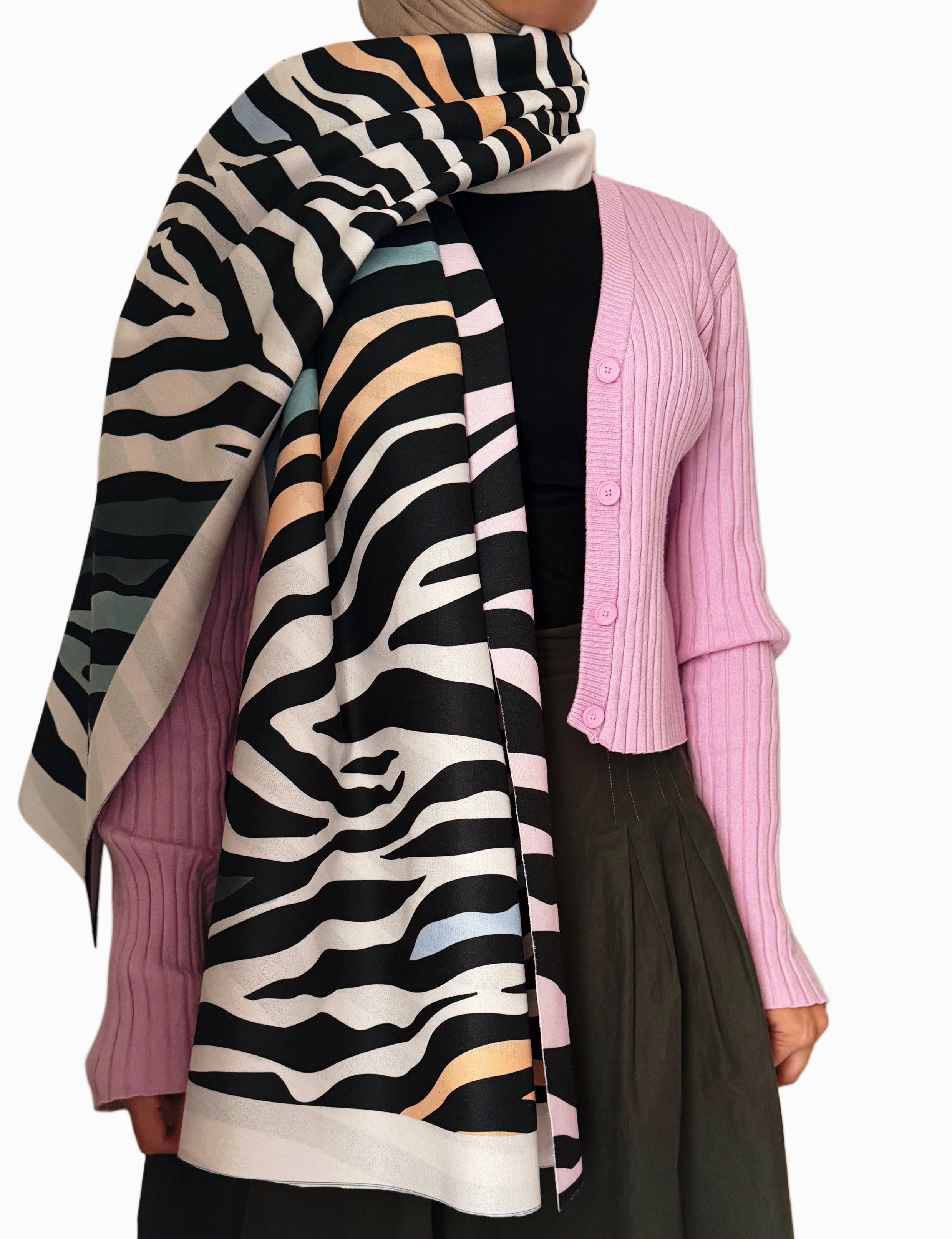 Zebra koojh double side printed scarf
