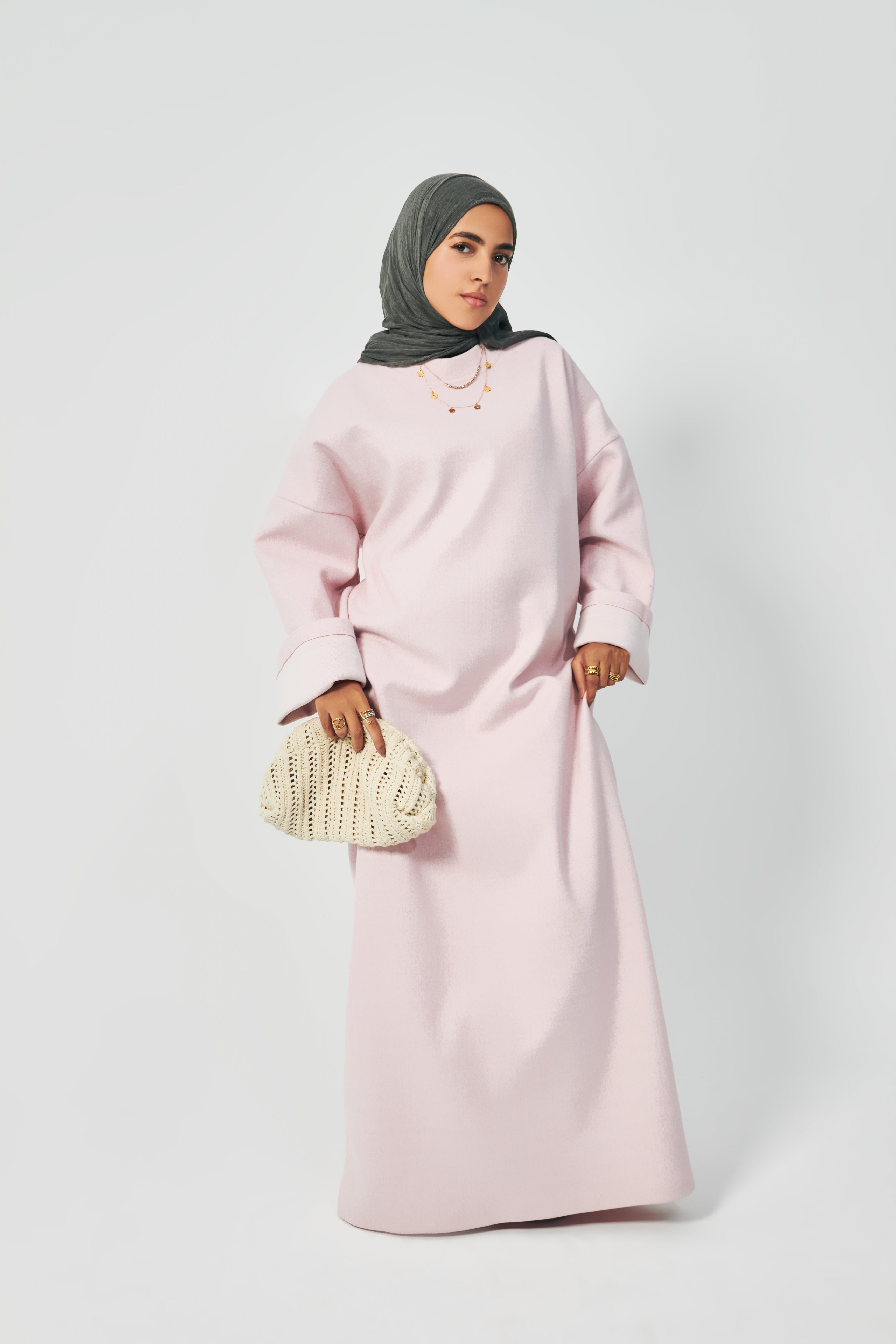 Wool oversized dress in Pink