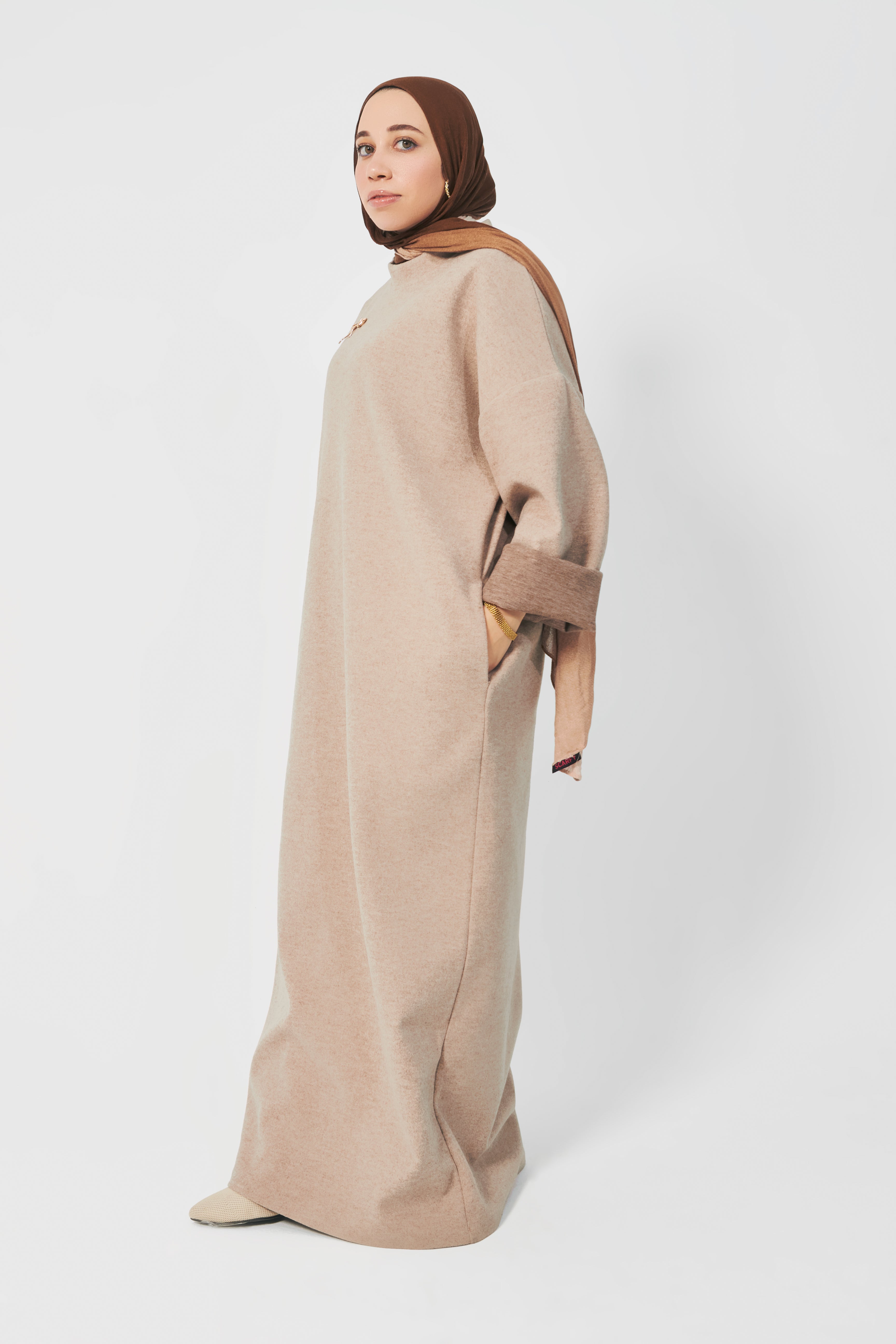 Wool oversized dress in Beige