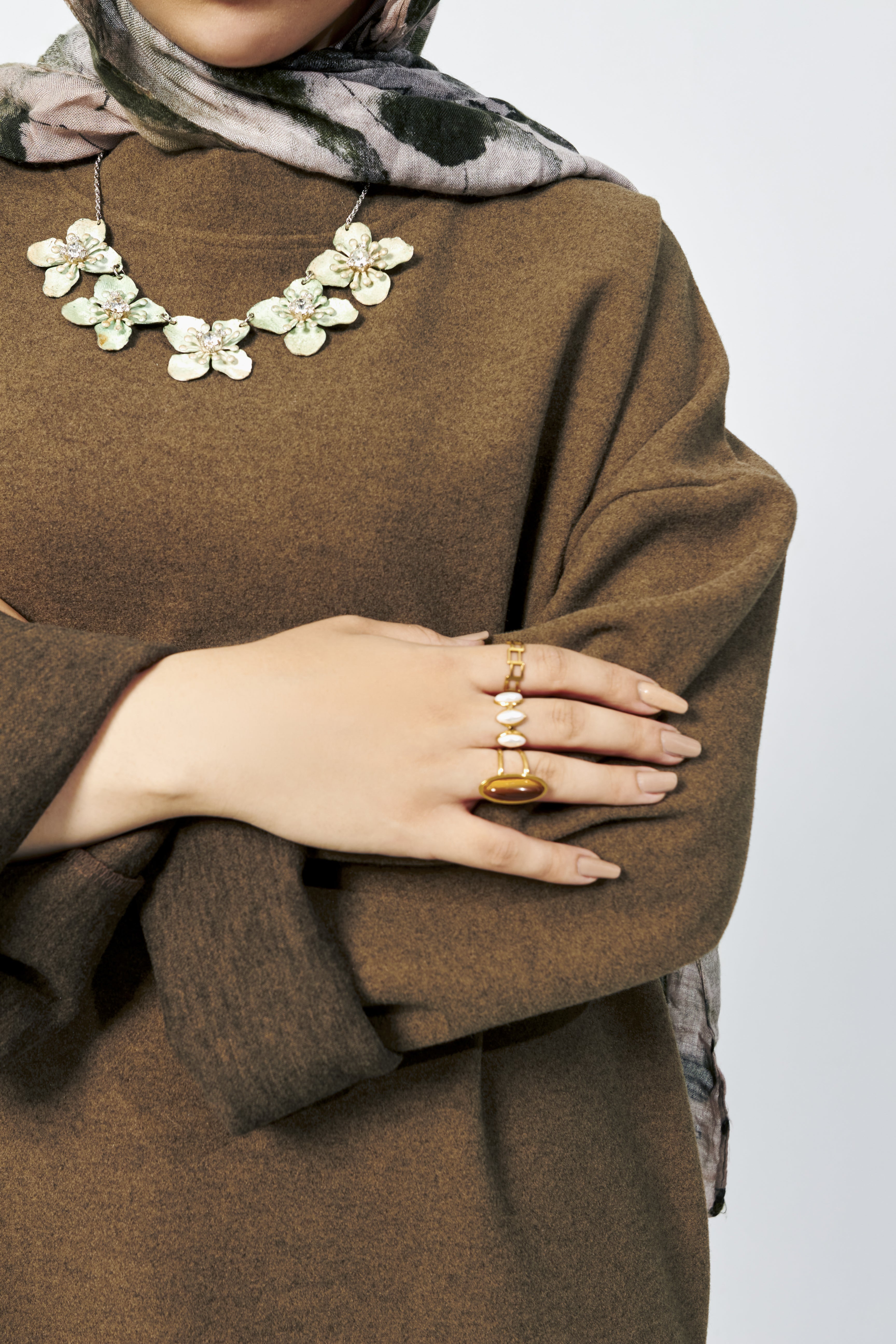 Wool oversized dress in Oily green