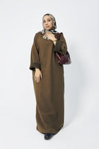 Wool dress in Oily green
